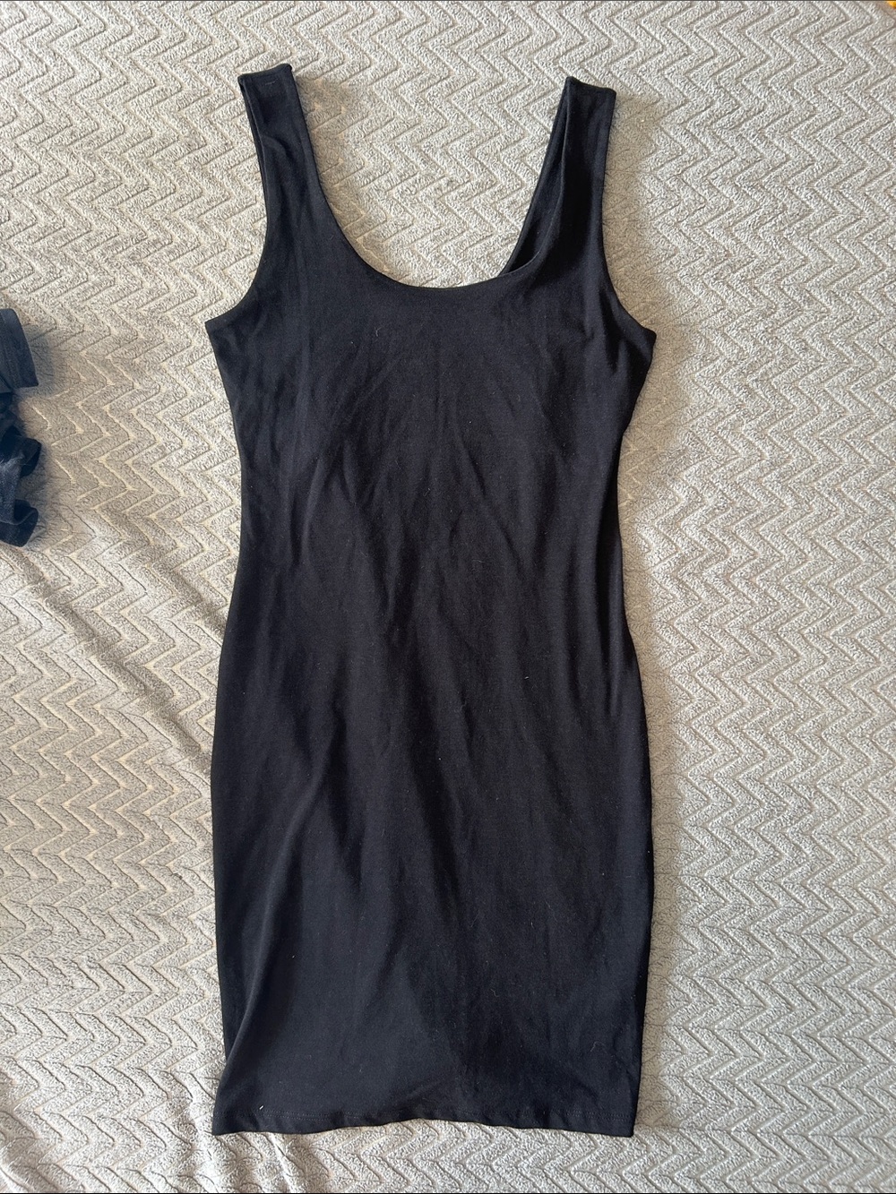 Ambiance Black Scoop Neck Mini Bodycon Dress